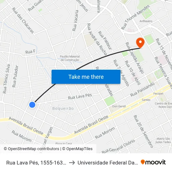 Rua Lava Pés, 1555-1635 - Boqueirão to Universidade Federal Da Fronteira Sul map