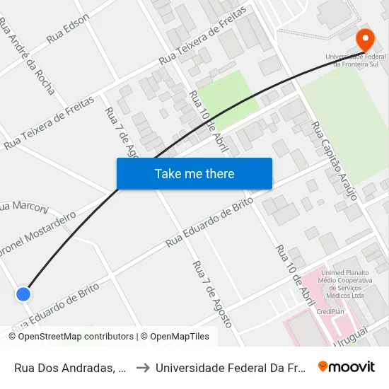 Rua Dos Andradas, 541-639 to Universidade Federal Da Fronteira Sul map
