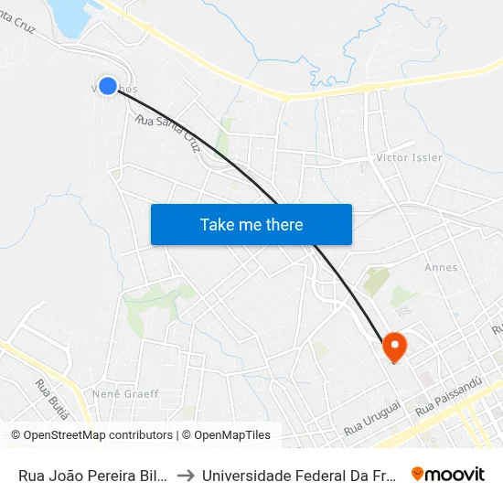 Rua João Pereira Bilhar, 190 to Universidade Federal Da Fronteira Sul map