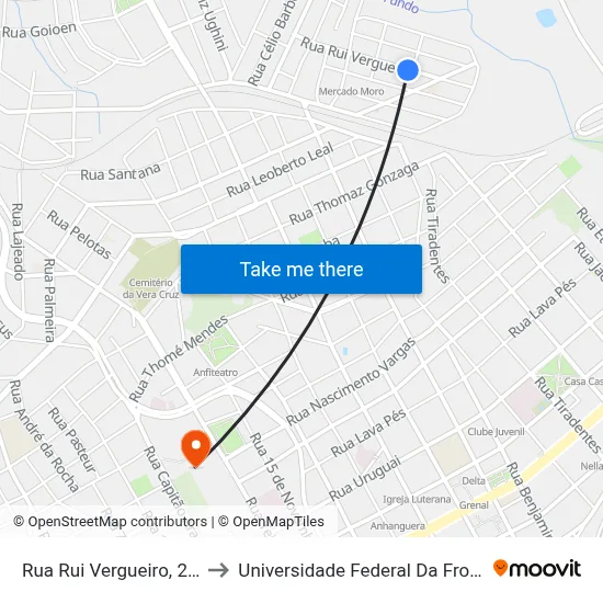 Rua Rui Vergueiro, 219-237 to Universidade Federal Da Fronteira Sul map
