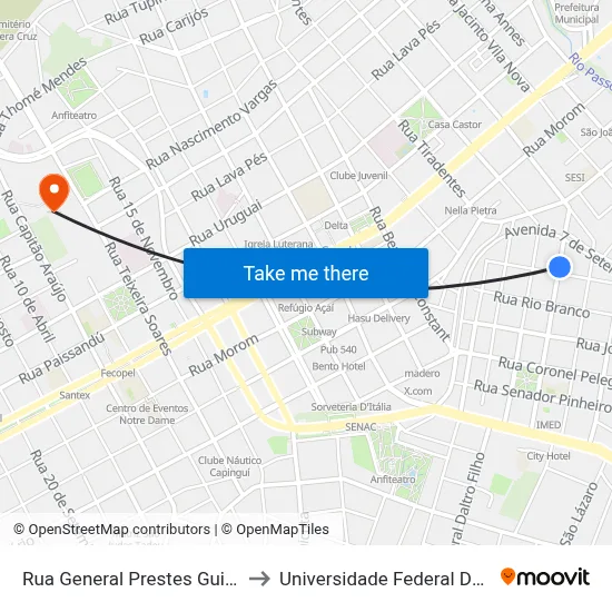 Rua General Prestes Guimarães, 56-98 to Universidade Federal Da Fronteira Sul map