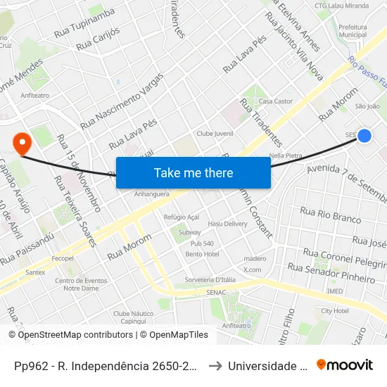 Pp962 - R. Independência 2650-2758 - Centro, Passo Fundo - Rs (Independencia L 12) to Universidade Federal Da Fronteira Sul map