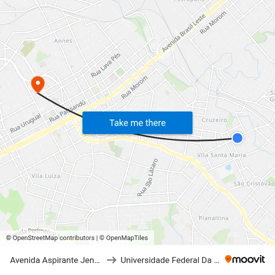 Avenida Aspirante Jenner, 300-380 to Universidade Federal Da Fronteira Sul map