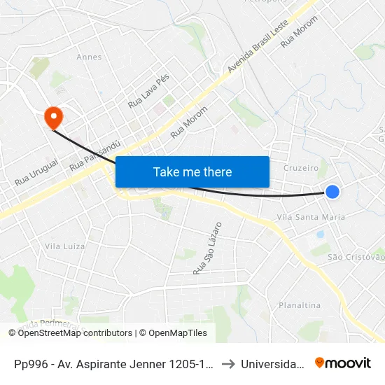 Pp996 - Av. Aspirante Jenner  1205-1337 - Vila Lucas Araujo  Passo Fundo - Rs (Em Frente Academia Malhação) to Universidade Federal Da Fronteira Sul map