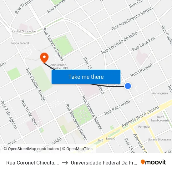 Rua Coronel Chicuta, 506-548 to Universidade Federal Da Fronteira Sul map