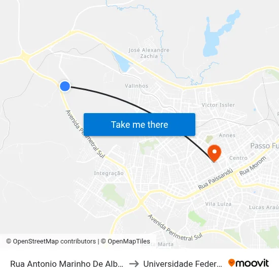 Rua Antonio Marinho De Alburquerque - Gran Palazzo to Universidade Federal Da Fronteira Sul map