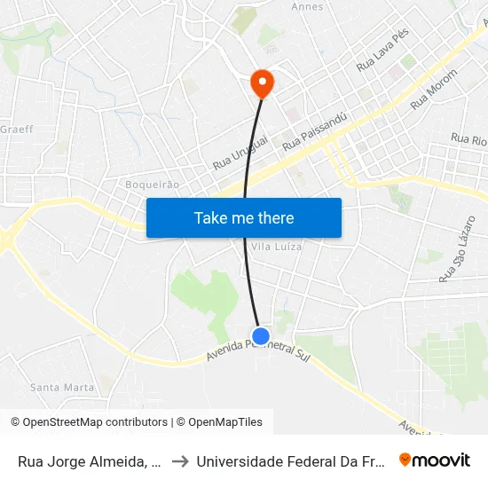 Rua Jorge Almeida, 132-148 to Universidade Federal Da Fronteira Sul map