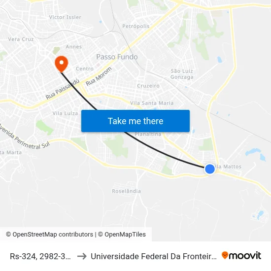 Rs-324, 2982-3396 to Universidade Federal Da Fronteira Sul map