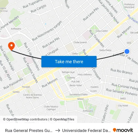 Rua General Prestes Guimarães, 2-90 to Universidade Federal Da Fronteira Sul map