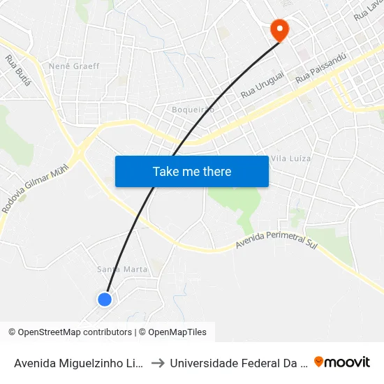 Avenida Miguelzinho Lima, 738-782 to Universidade Federal Da Fronteira Sul map