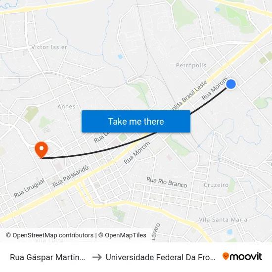 Rua Gáspar Martins, 1280 to Universidade Federal Da Fronteira Sul map