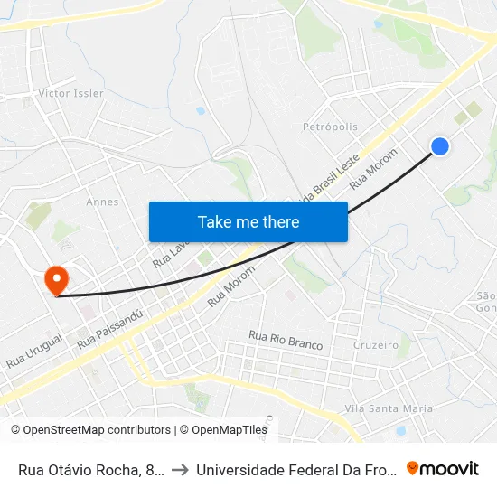 Rua Otávio Rocha, 800-940 to Universidade Federal Da Fronteira Sul map