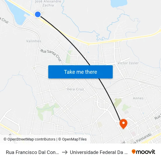 Rua Francisco Dal Conte, 505-669 to Universidade Federal Da Fronteira Sul map