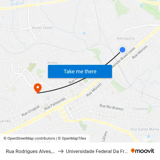 Rua Rodrigues Alves, 580-722 to Universidade Federal Da Fronteira Sul map
