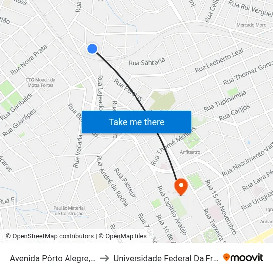 Avenida Pôrto Alegre, 580-702 to Universidade Federal Da Fronteira Sul map