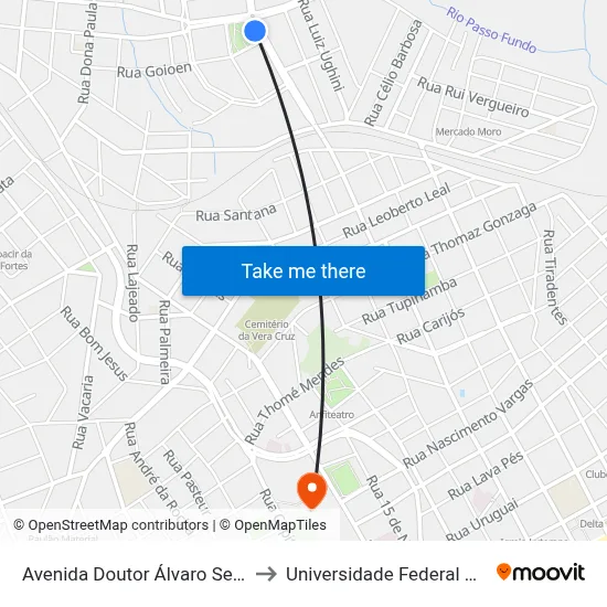 Avenida Doutor Álvaro Severo De Miranda to Universidade Federal Da Fronteira Sul map