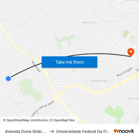 Avenida Dona Sirlei, 179-347 to Universidade Federal Da Fronteira Sul map