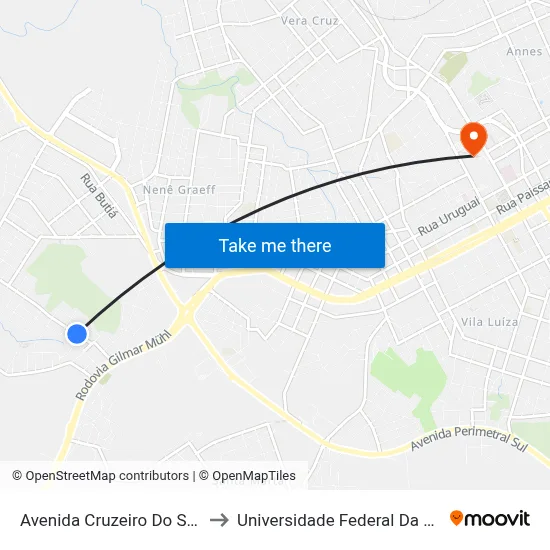 Avenida Cruzeiro Do Sul, 128-274 to Universidade Federal Da Fronteira Sul map
