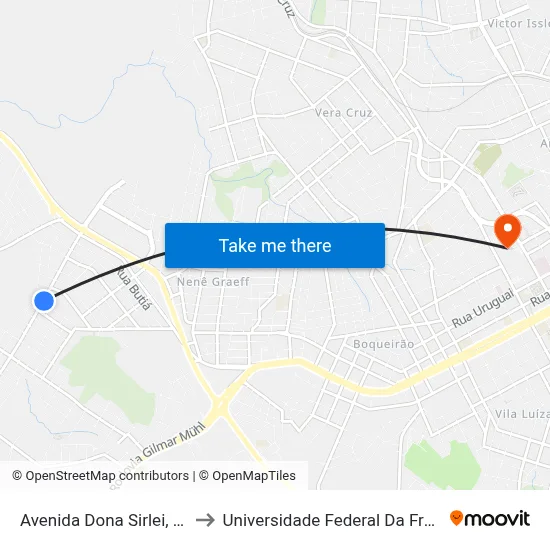 Avenida Dona Sirlei, 521-529 to Universidade Federal Da Fronteira Sul map