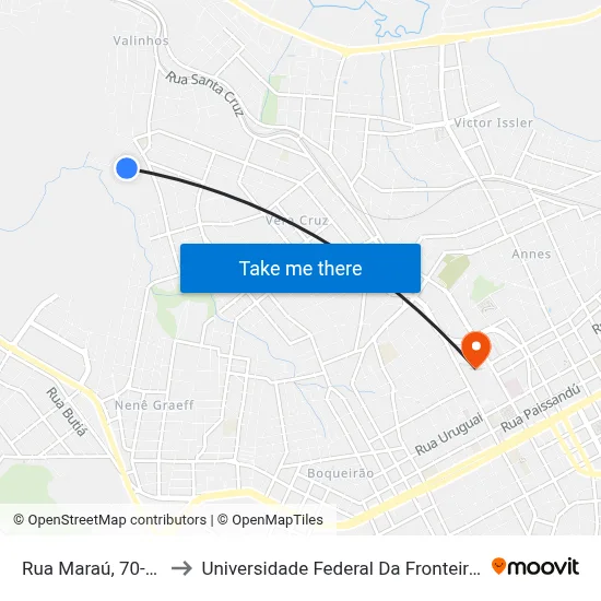 Rua Maraú, 70-250 to Universidade Federal Da Fronteira Sul map