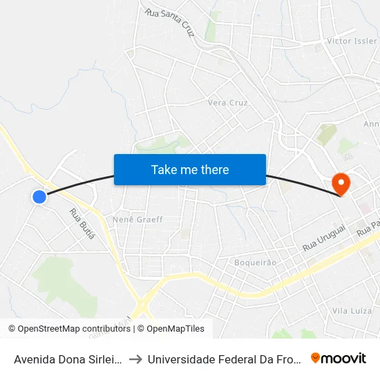 Avenida Dona Sirlei, 28-42 to Universidade Federal Da Fronteira Sul map