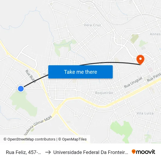 Rua Feliz, 457-473 to Universidade Federal Da Fronteira Sul map