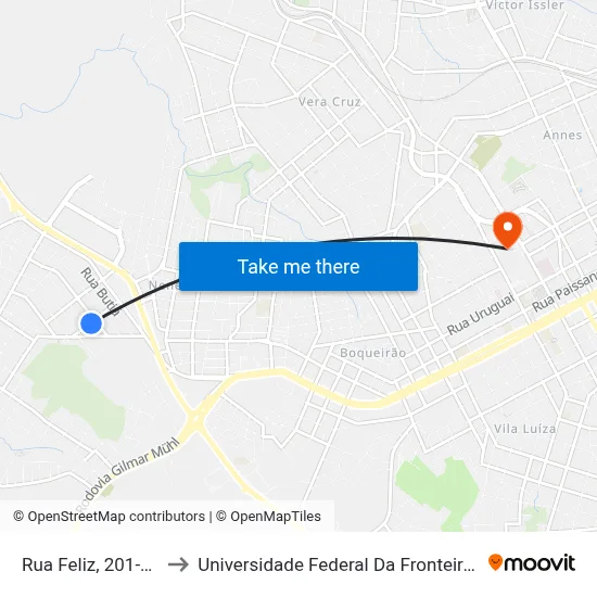 Rua Feliz, 201-279 to Universidade Federal Da Fronteira Sul map