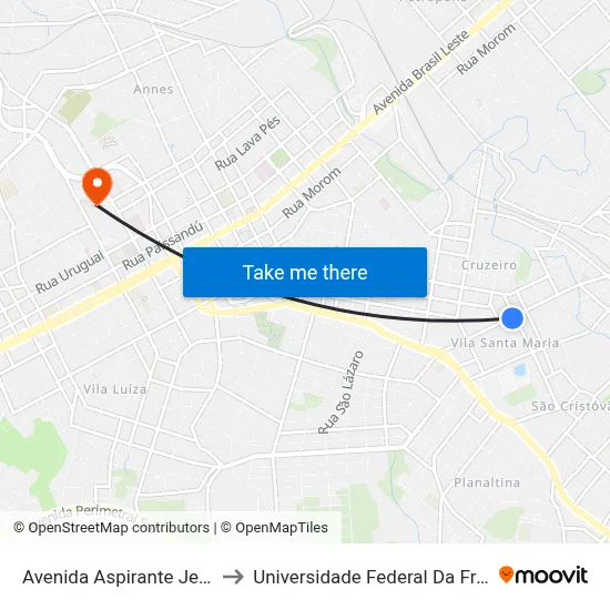 Avenida Aspirante Jenner, 524 to Universidade Federal Da Fronteira Sul map