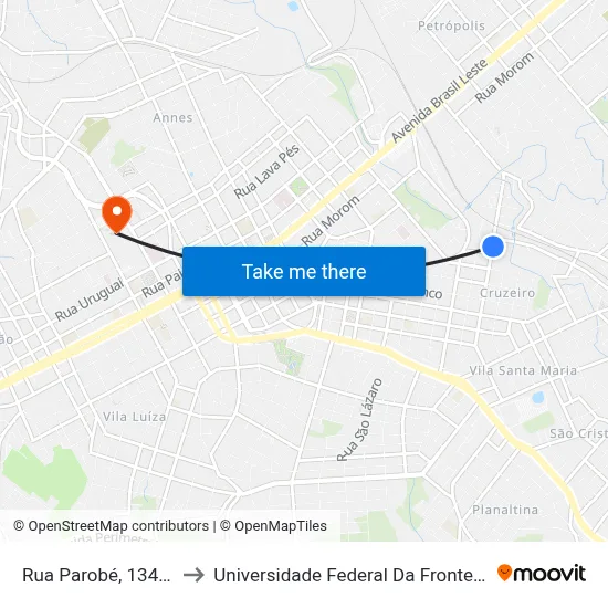 Rua Parobé, 134-204 to Universidade Federal Da Fronteira Sul map