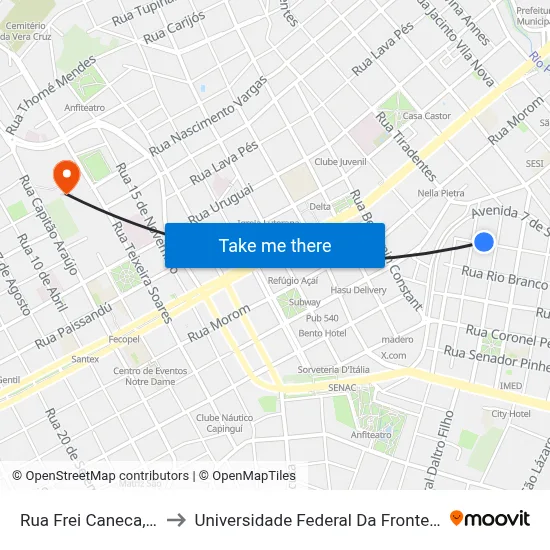 Rua Frei Caneca, 117 to Universidade Federal Da Fronteira Sul map