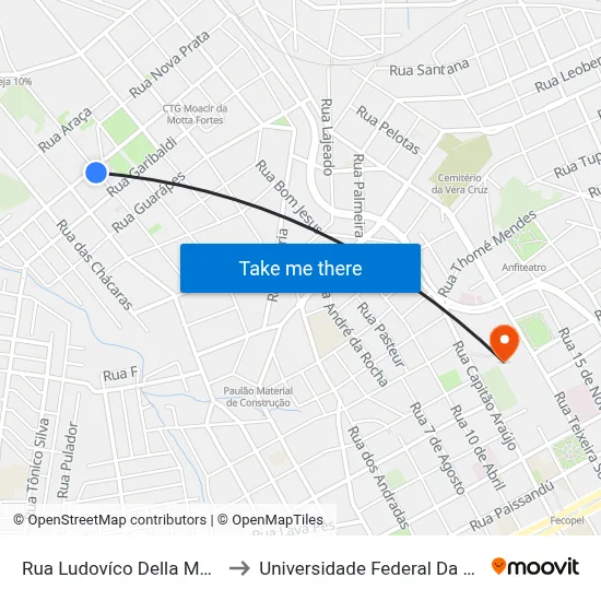 Rua Ludovíco Della Meã, 488-600 to Universidade Federal Da Fronteira Sul map