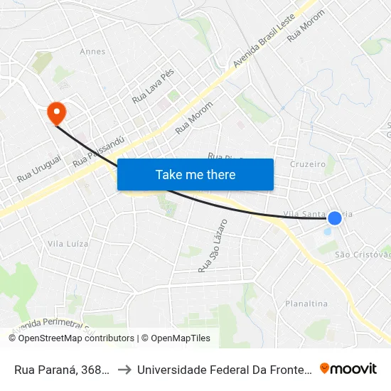 Rua Paraná, 368-460 to Universidade Federal Da Fronteira Sul map
