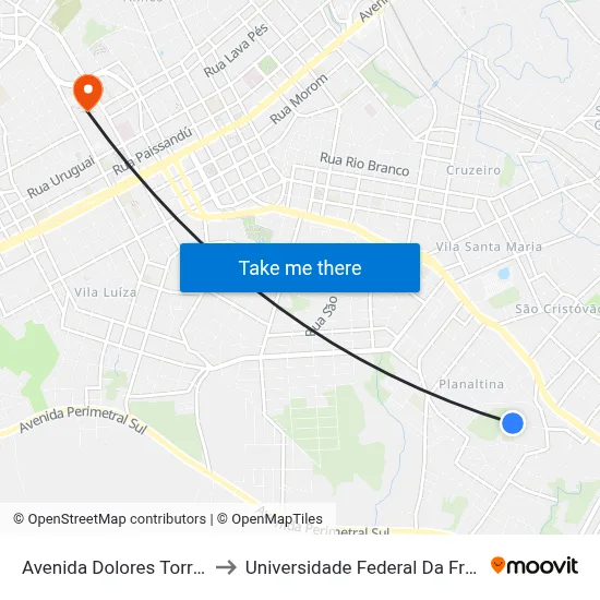 Avenida Dolores Torriani, 563 to Universidade Federal Da Fronteira Sul map