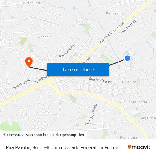 Rua Parobé, 86-94 to Universidade Federal Da Fronteira Sul map