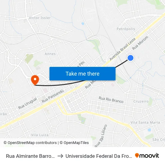 Rua Almirante Barroso, 309 to Universidade Federal Da Fronteira Sul map