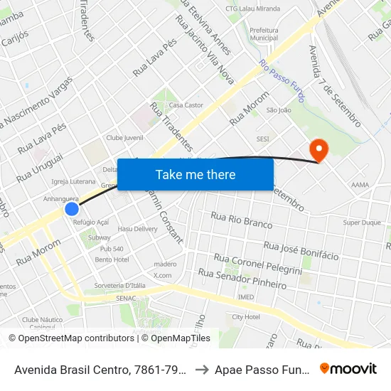 Avenida Brasil Centro, 7861-7969 to Apae Passo Fundo map