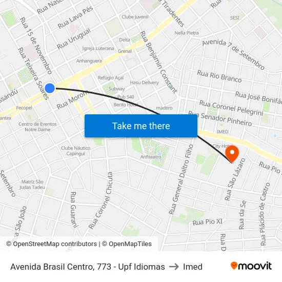 Avenida Brasil Centro, 773 - Upf Idiomas to Imed map