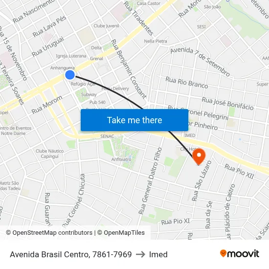 Avenida Brasil Centro, 7861-7969 to Imed map