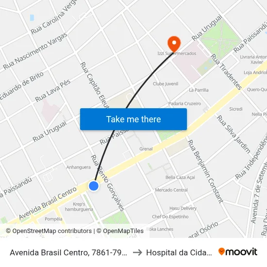 Avenida Brasil Centro, 7861-7969 to Hospital da Cidade map