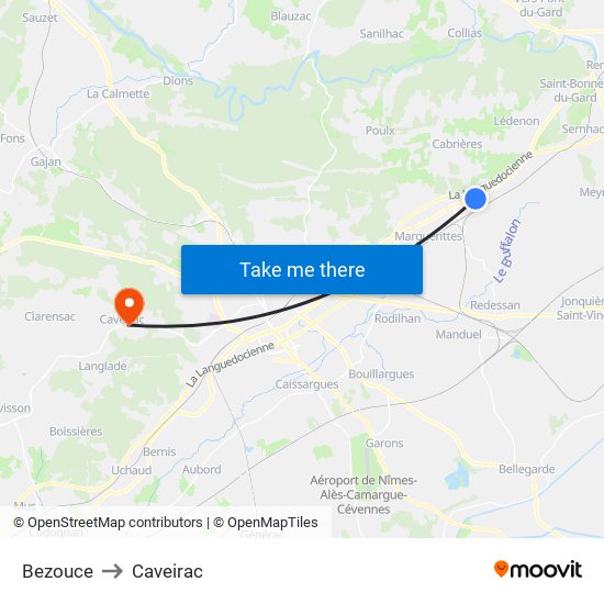 Bezouce to Caveirac map