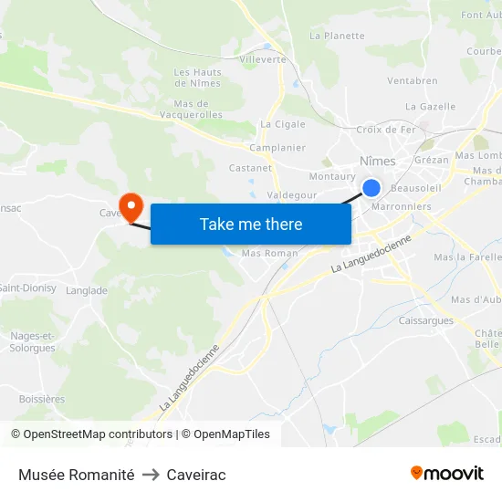 Musée Romanité to Caveirac map
