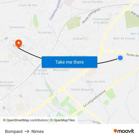 Bompard to Nîmes map