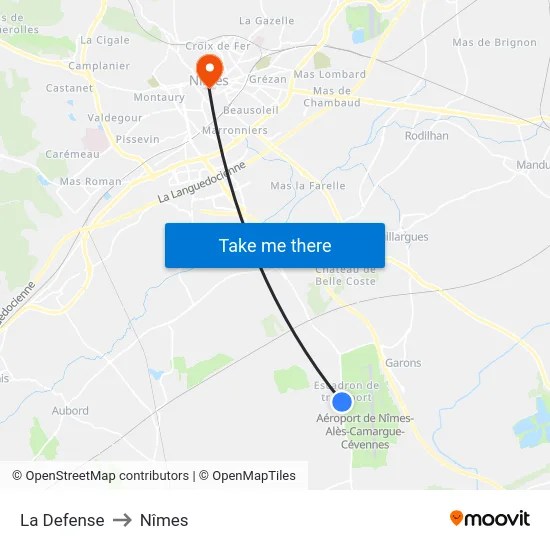 La Defense to Nîmes map