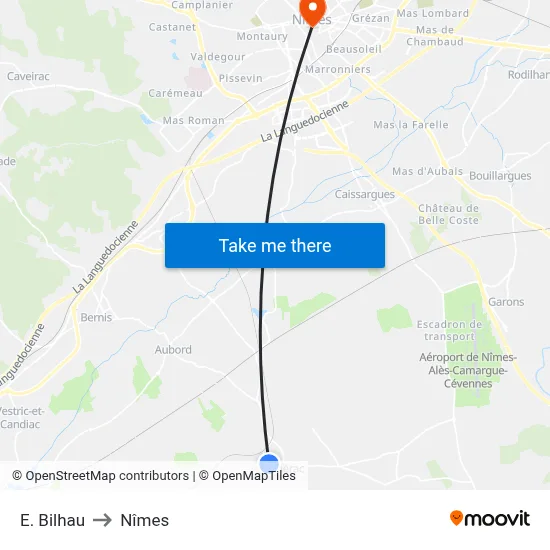 E. Bilhau to Nîmes map