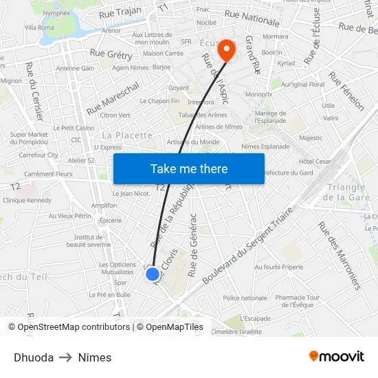 Dhuoda to Nîmes map