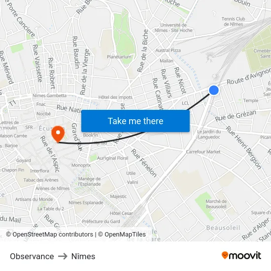 Observance to Nîmes map
