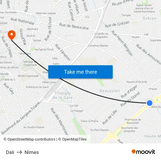 Dali to Nîmes map