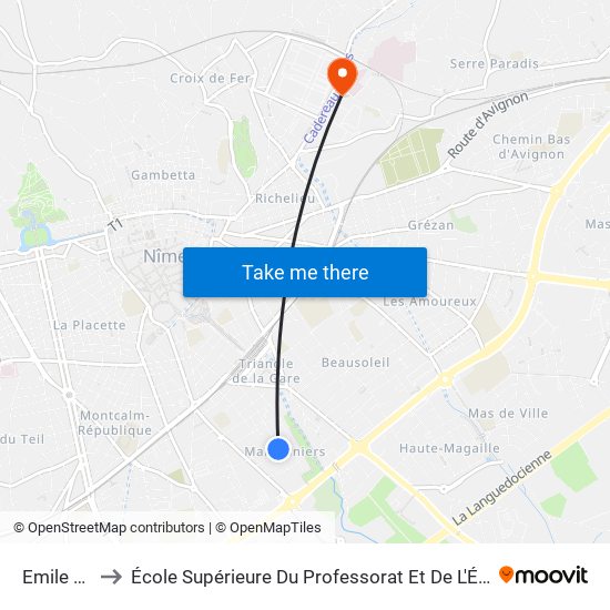 Emile Allier to École Supérieure Du Professorat Et De L'Éducation (Espe) map