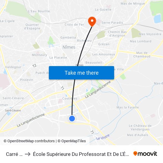 Carré Sud to École Supérieure Du Professorat Et De L'Éducation (Espe) map