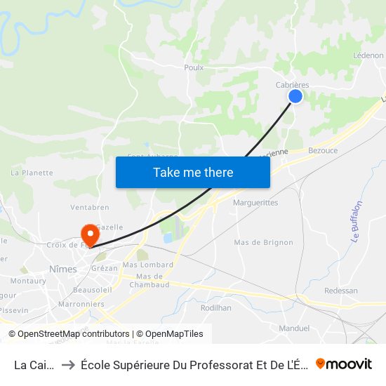 La Cairade to École Supérieure Du Professorat Et De L'Éducation (Espe) map